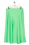 Renee C Satin Midi Skirt In Tea Green