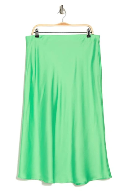 Renee C Satin Midi Skirt In Tea Green