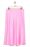 Renee C Satin Midi Skirt In Bright Pink