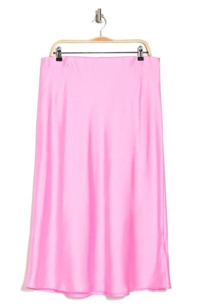 Renee C Satin Midi Skirt In Bright Pink