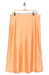 Renee C Satin Midi Skirt In Melon