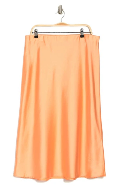 Renee C Satin Midi Skirt In Melon