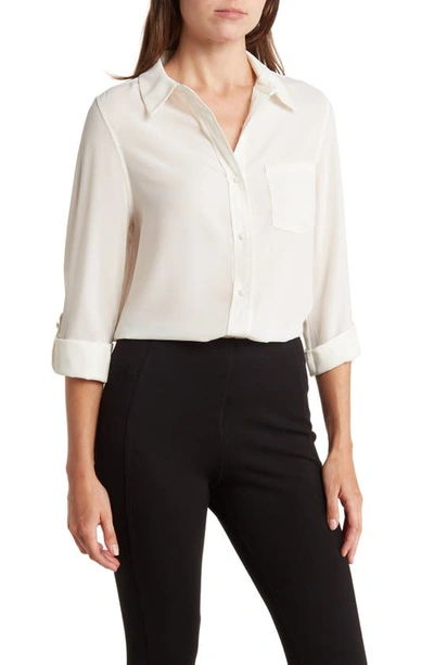 Nanette Lepore Roll Tab Button-up Shirt In Cannoli Cream