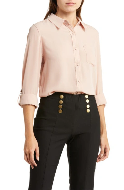 Nanette Lepore Roll Tab Button-up Shirt In Savannah Rose