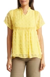 Forgotten Grace Crochet Clip Dot Blouse In Yellow