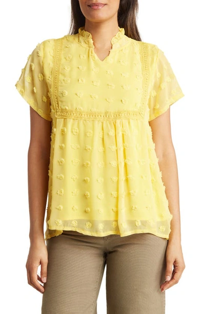 Forgotten Grace Crochet Clip Dot Blouse In Yellow