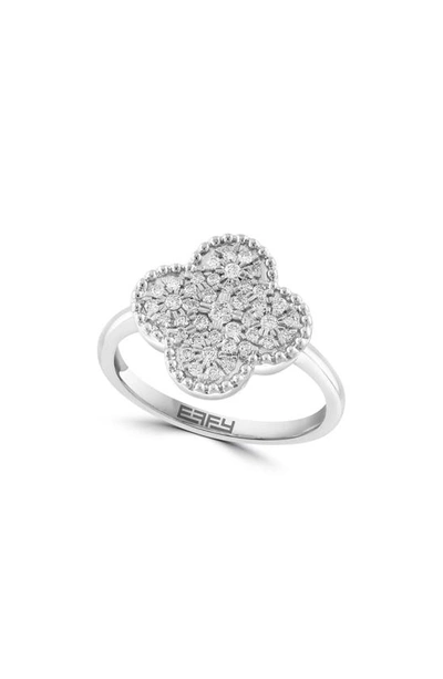 Effy Sterling Silver Diamond Quatrefoil Ring