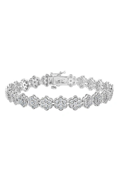 Effy Silver Flower Diamond Bracelet In White