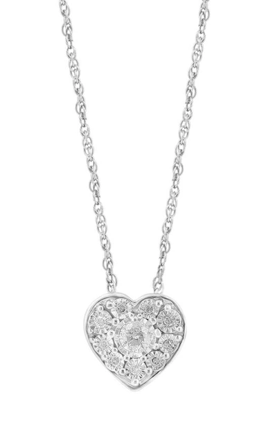 Effy Sterling Silver Diamond Heart Pendant Necklace In White