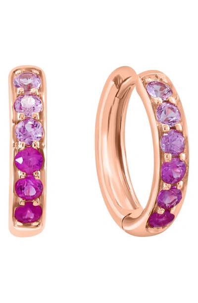 Effy 14k Rose Gold Plated Pink Sapphire Huggie Hoop Earrings