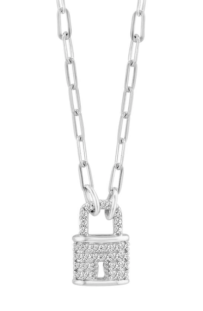 Effy Sterling Silver Diamond Padlock Pendant Necklace