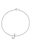 Effy Sterling Silver Diamond Initial Bracelet In Silver/ J