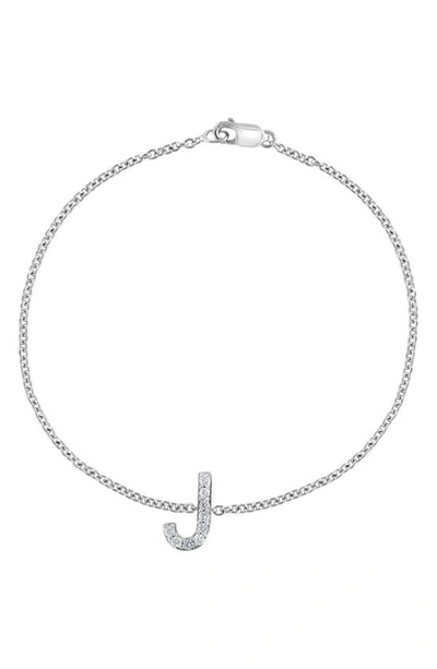 Effy Sterling Silver Diamond Initial Bracelet In Silver/ J