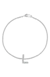 Effy Sterling Silver Diamond Initial Bracelet In Silver/ L