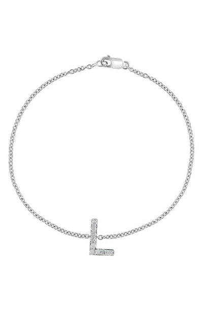 Effy Sterling Silver Diamond Initial Bracelet In Silver/ L