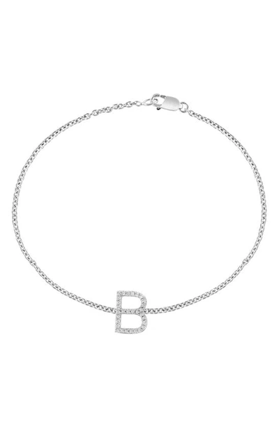 Effy Sterling Silver Diamond Initial Bracelet In Silver/ B