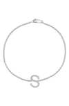 Effy Sterling Silver Diamond Initial Bracelet In Silver/ S