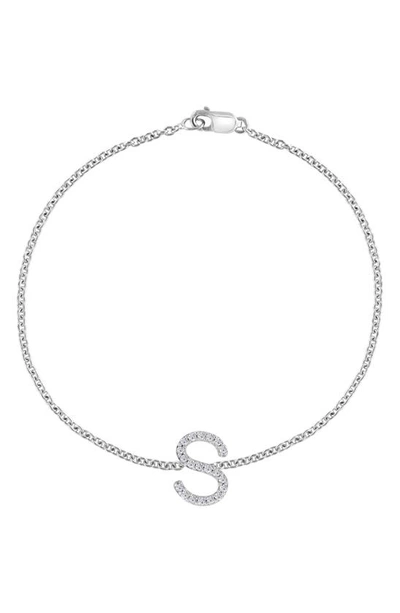 Effy Sterling Silver Diamond Initial Bracelet In Silver/ S