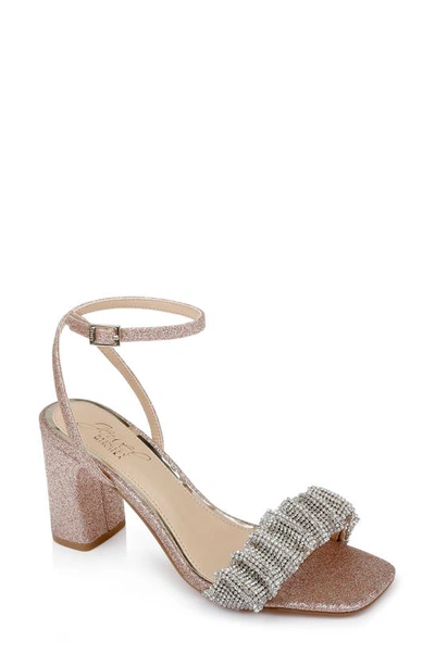 Jewel Badgley Mischka Rita Sandal In Rose Gold Glitter