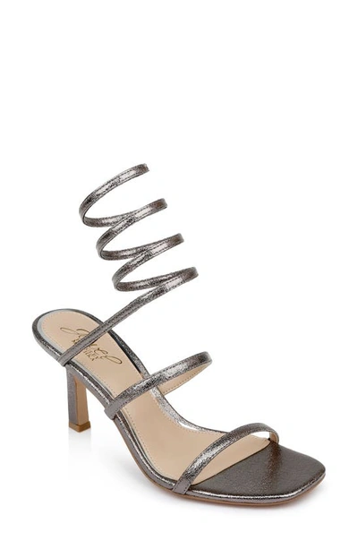 Jewel Badgley Mischka Reina Sandal In Pewter Texture Metallic