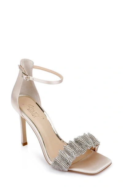 Jewel Badgley Mischka Ridley Ankle Strap Sandal In Champagne Satin