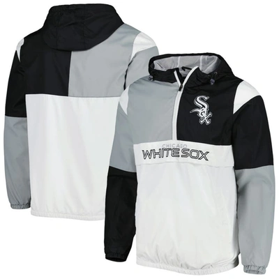 G-iii Sports By Carl Banks Men's  Black, Silver Chicago White Sox Fair Catch Half-zip Hoodie In Black,silver