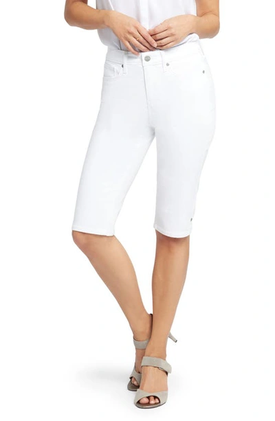 Nydj Side Slit Capri Bike Shorts In Optic White