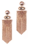 Deepa Gurnani Anvi Crystal Fringe Earrings In Peach