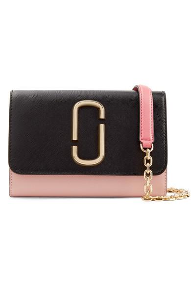 Snapshot Two Tone Textured Leather Shoulder Bag In Blush