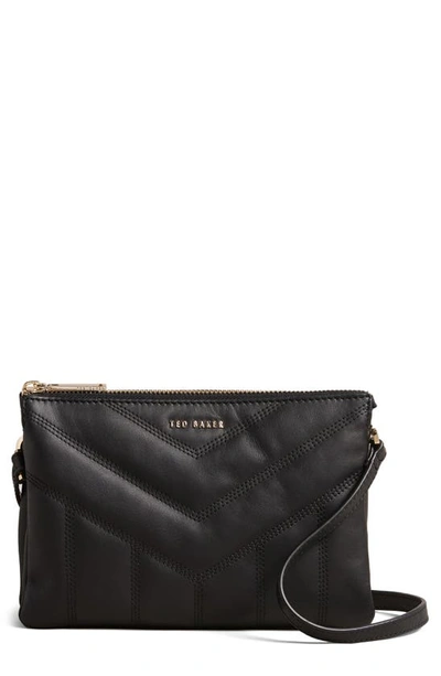 MerchPerks Ted Baker Black Golnaz Saffiano Bar Detail Leather Crossbod