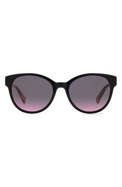 Kate Spade Nathalie 55mm Gradient Round Sunglasses In Black/ Grey Pink