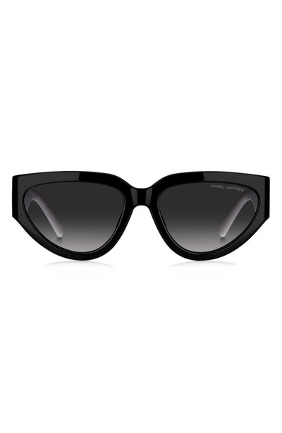 Marc Jacobs 57mm Cat Eye Sunglasses In Black White Grey