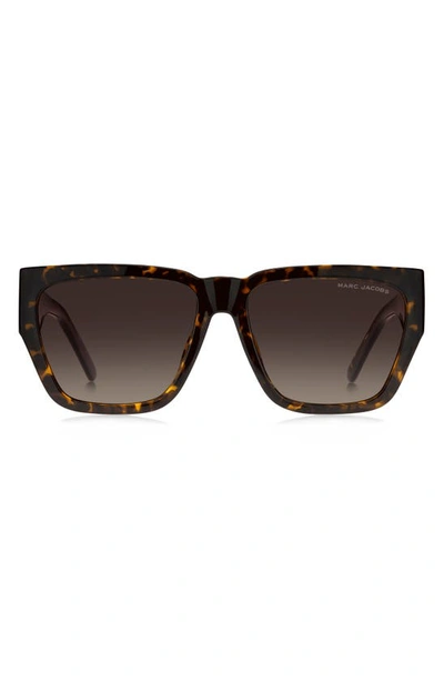 Marc Jacobs 57mm Gradient Square Sunglasses In Havana Brown Gradient