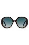 Marc Jacobs 53mm Gradient Round Sunglasses In Havana Blue Shaded