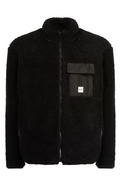Cat Wwr Teddy High Pile Fleece Jacket In Black