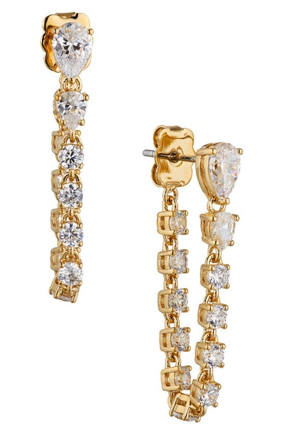 Nadri Tennis Draped Front To Back Earrings In 18k Gold-plated In Gold
