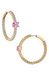 Nadri Invitation Only Cubic Zirconia Hoop Earrings In Pink/gold