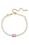 Nadri Emerald Cut Tennis Bracelet In Pink/gold
