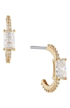 Nadri Tennis Small Emerald Cut Hoop Earrings In White/gold