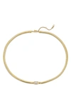 Nadri Omega Collar Necklace In Gold With Clear