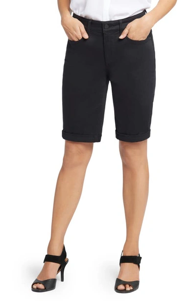 Nydj Briella Roll Cuff Denim Bermuda Shorts In Black