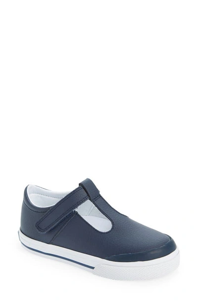 Footmates Kids' Drew Mary Jane Sneaker In Navy Leather