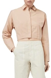 Rag & Bone Morgan Cotton Crop Button-up Shirt In Lightsand