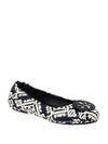 Tory Burch Minnie Travel Floral-print Leather Ballet Flats In Tapestry