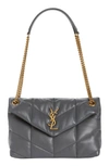 Saint Laurent Small Loulou Leather Puffer Bag In Storm