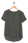 Pleione Updated Notch Neck High-low Tunic Top In Cypress