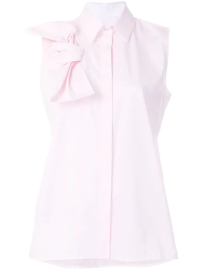 Victoria Victoria Beckham Bow Detail Sleeveless Shirt In Pale Pink
