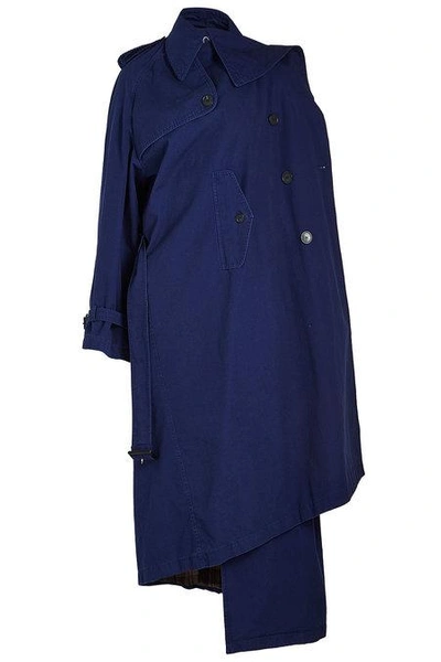 Balenciaga Asymmetric Coat In Marine Blue