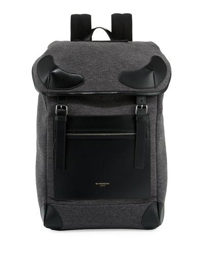 Givenchy Rider Flannel & Leather Backpack, Gray In Grey | ModeSens