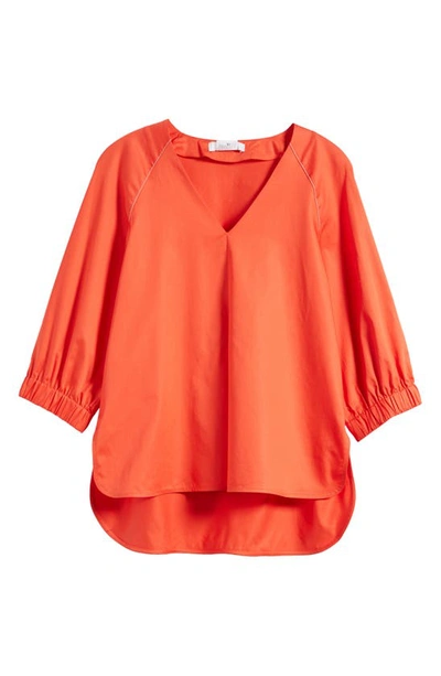 Max Mara Pordoi Cotton-sateen Blouse In Brick Red